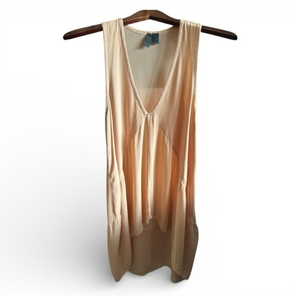 Left of Center by Anthropologie Sleeveless V-Neck Peach Colored Tunic Blouse Top